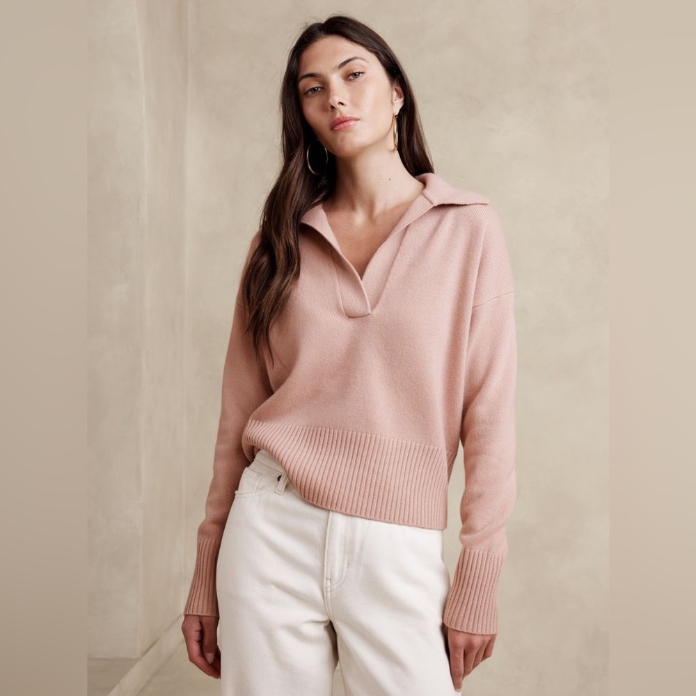 $200 BANANA REPUBLIC Cashmere “Luna” Sweater Top in Blush Women’s
